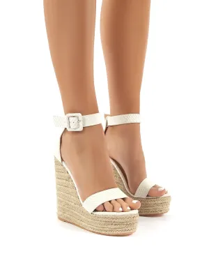 Amalie White Espadrille Wedge Heeled Sandals