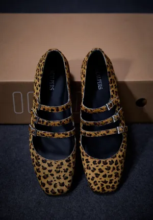 ANIMAL PRINT STRAPPY BALLET FLATS