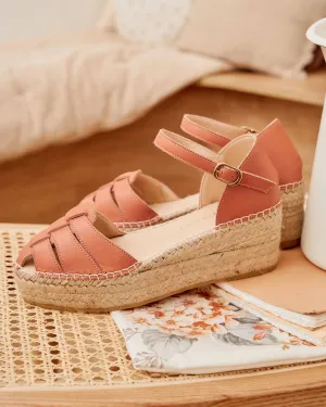 Arelis Leather Espadrille-Coral