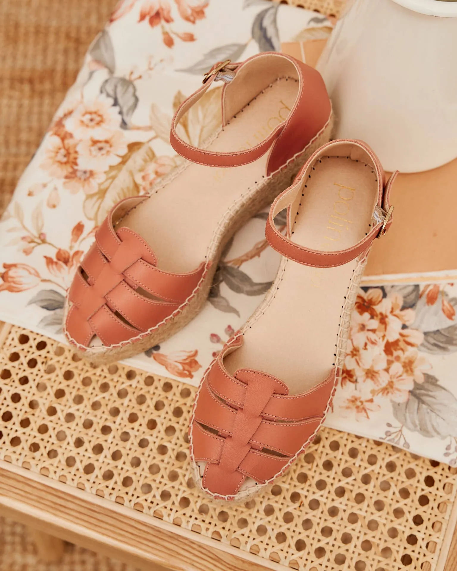 Arelis Leather Espadrille-Coral