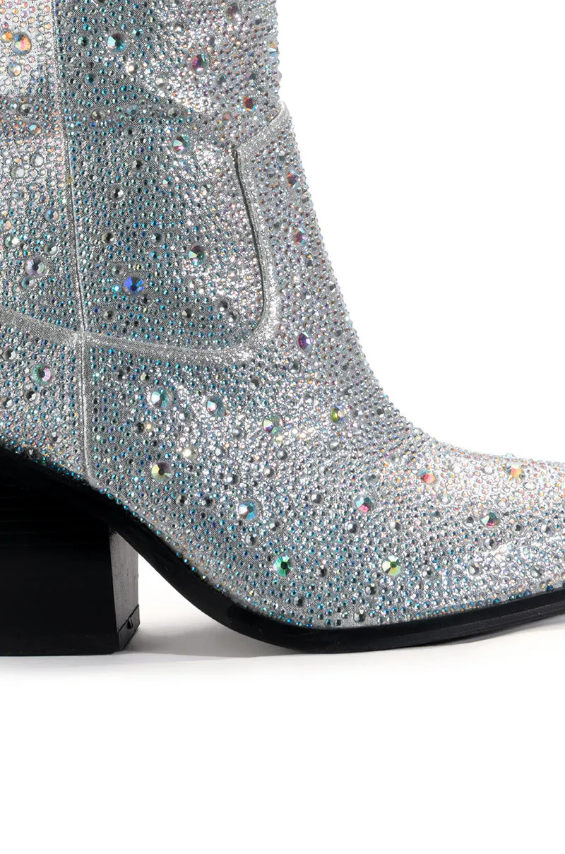 AZALEA WANG BOOSTS SILVER EMBELLISHED WESTERN BOOT