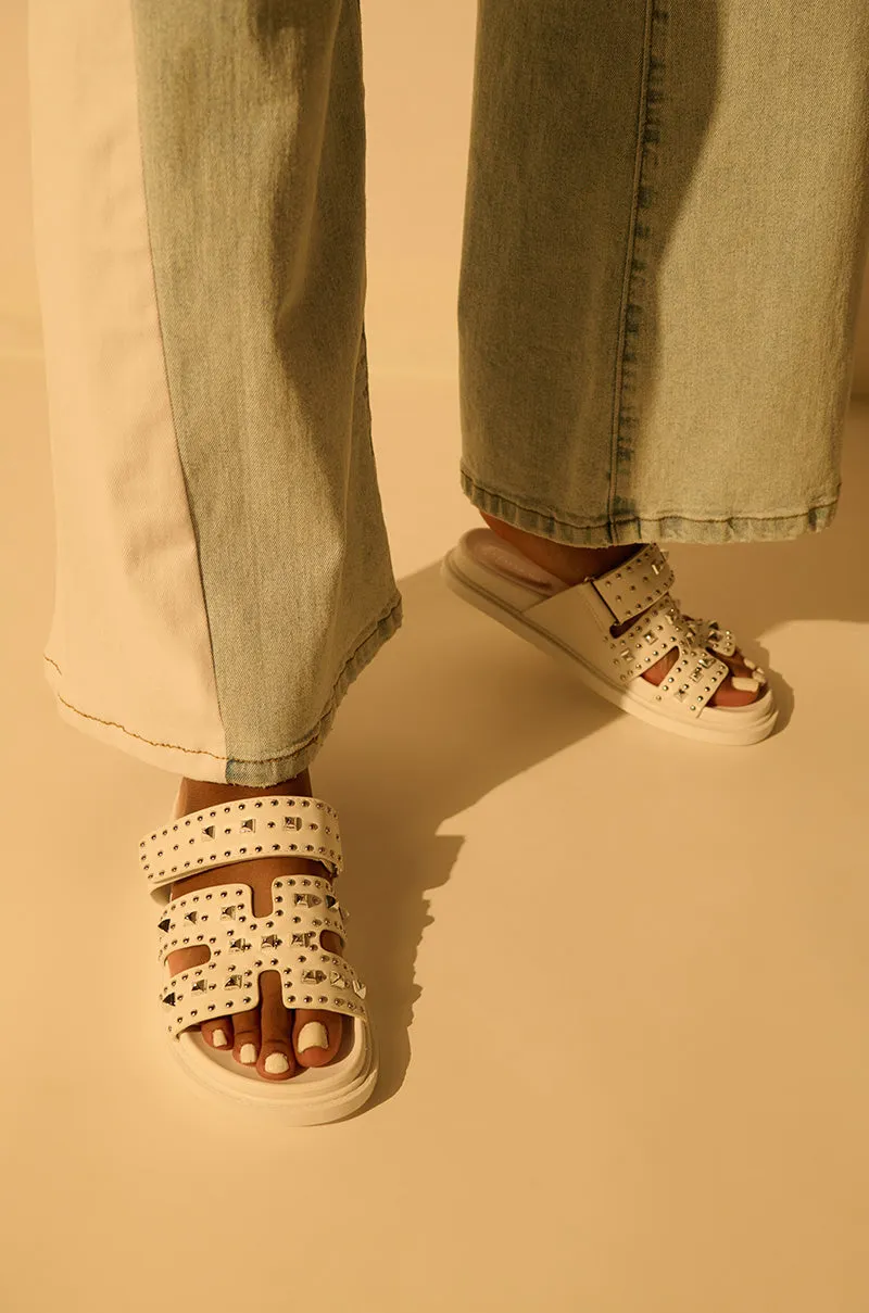 AZALEA WANG KEPLER WHITE EMBELLISHED SLIP ON SANDAL