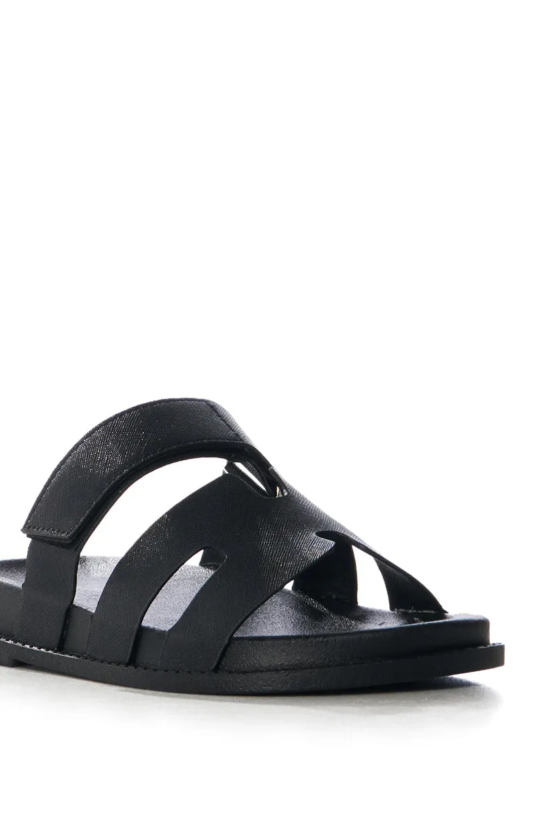 AZALEA WANG MALACHI BLACK FLAT SANDAL