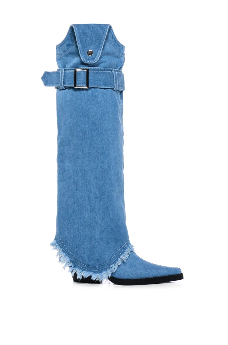 AZALEA WANG MATTY 2 IN 1 BOOT IN DENIM