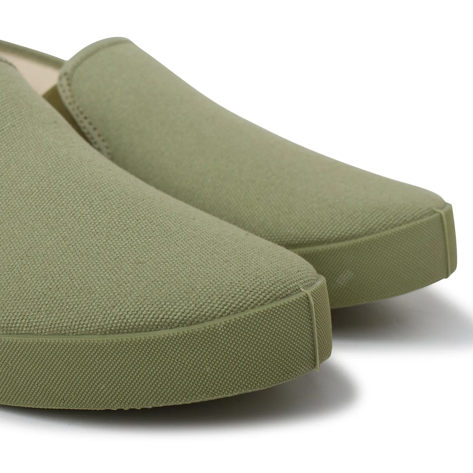 Barcelona Organic Cotton Canvas Slip Ons - Olive Green