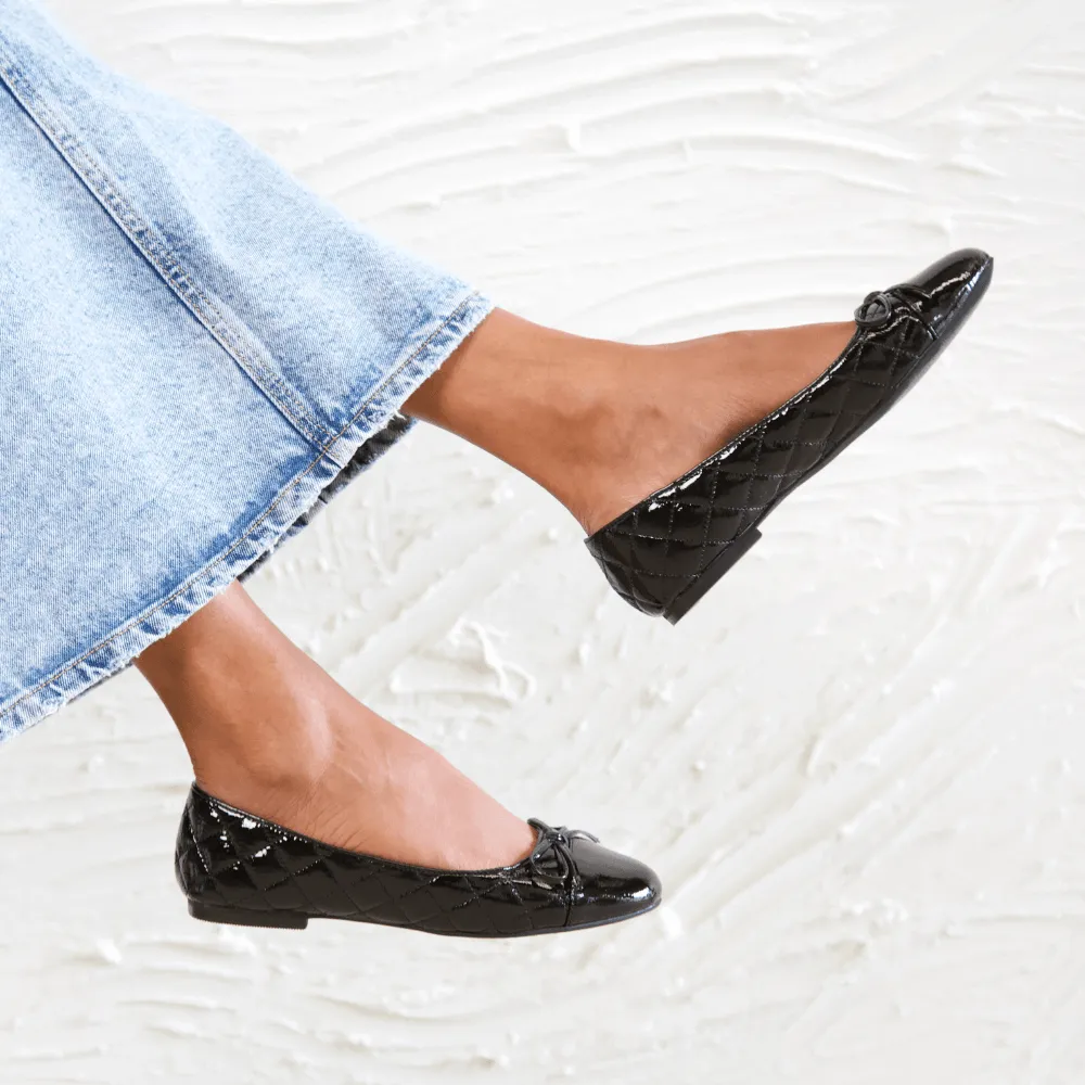 Belie Black Patent/ Black Leather Ballet Flats