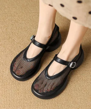 Boutique Splicing Chunky Sandals Black Breathable Mesh AG1028