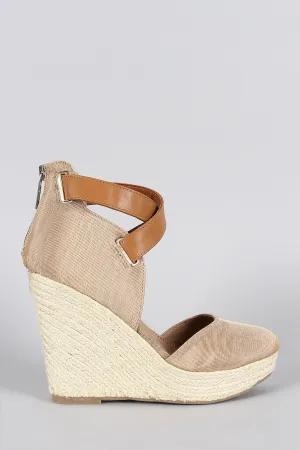 Breckelle Grosgrain Two Tone Espadrille Platform Wedge