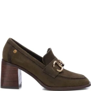 Carmela Khaki Suede High Heeled Loafers