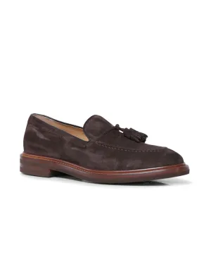 Corvino Suede Tassel Loafer in Brown