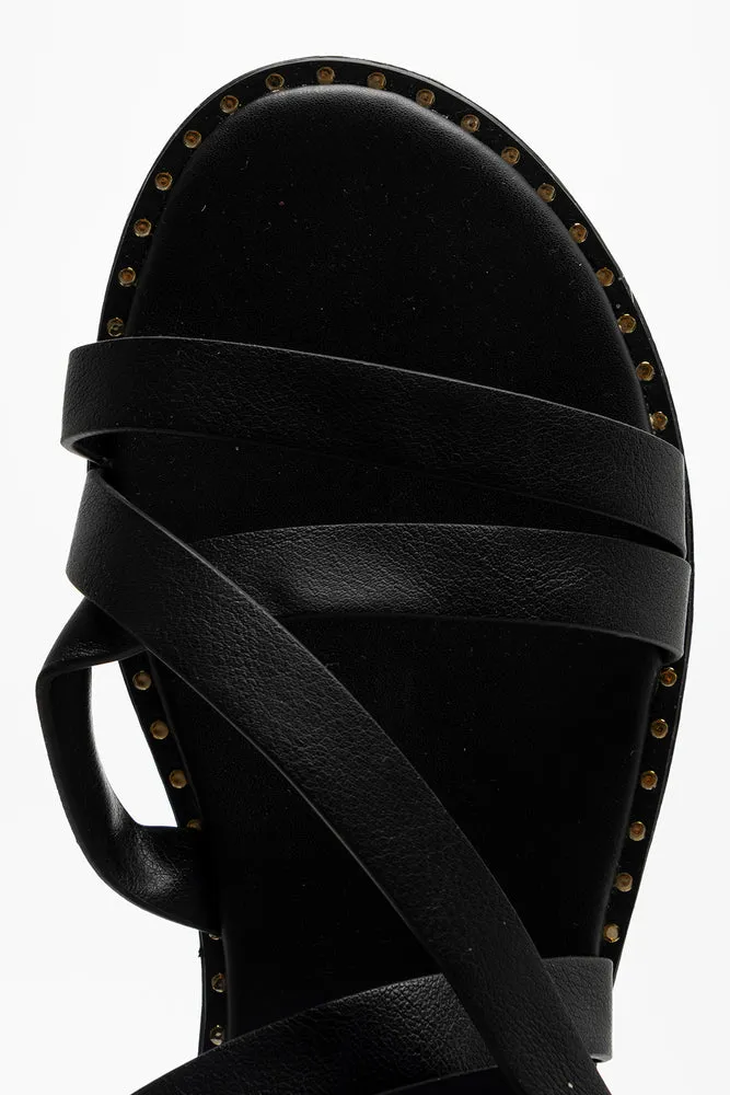 Cross Over Strappy Sandal Black