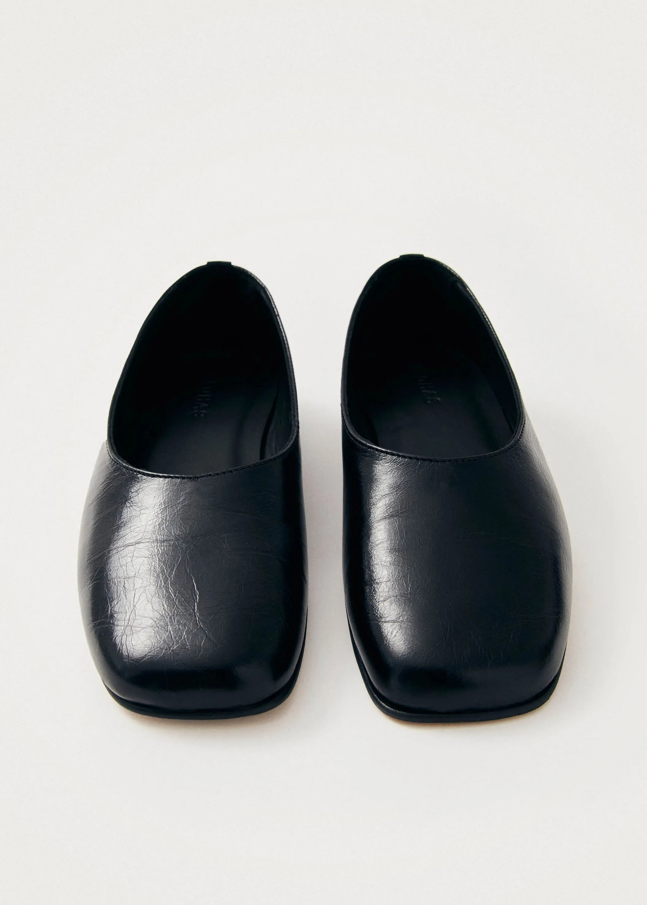 Edie Black Leather Ballet Flats