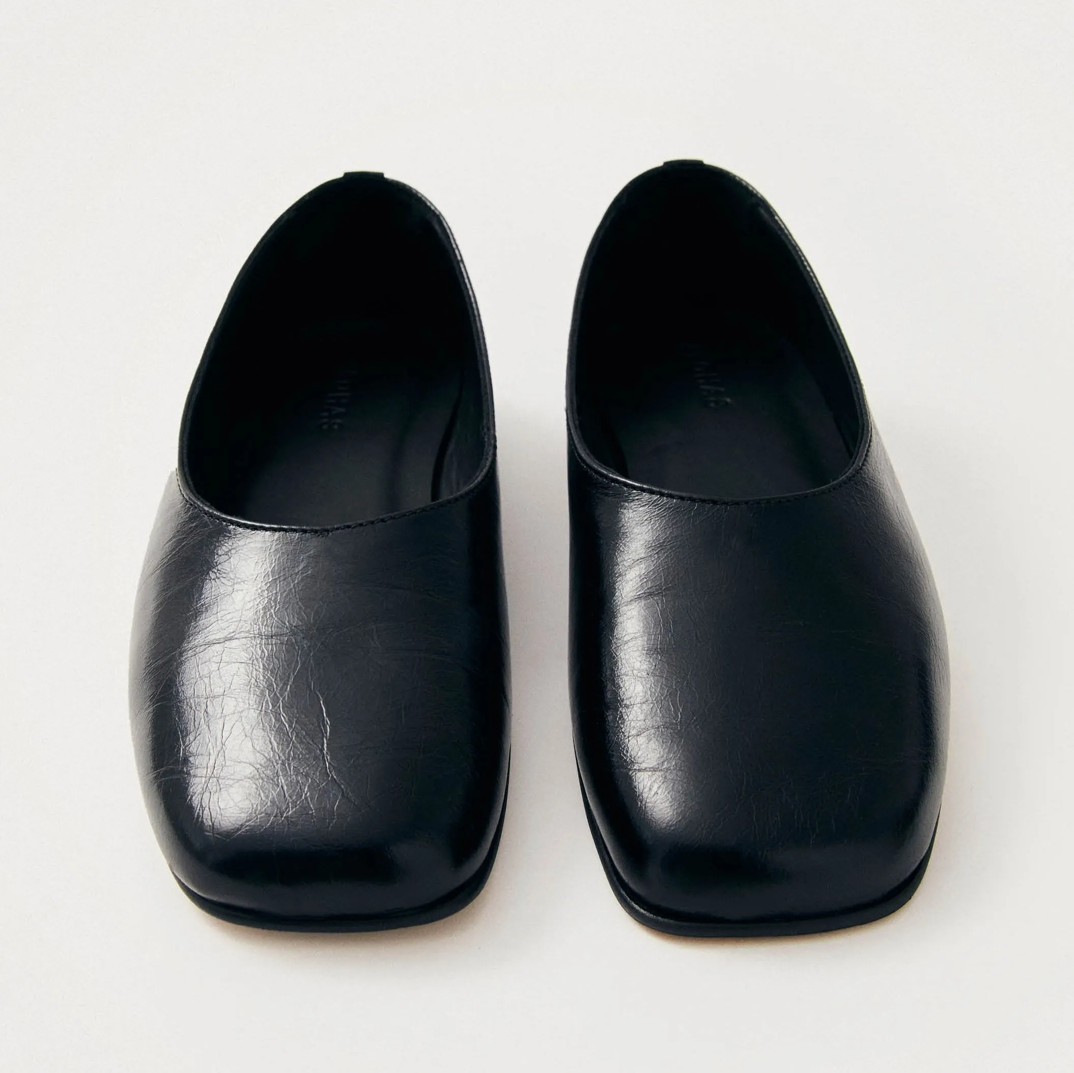 Edie Black Leather Ballet Flats