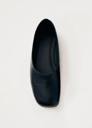 Edie Black Leather Ballet Flats