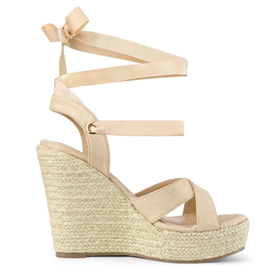 Espadrille Platform Lace Up Wedges Sandals