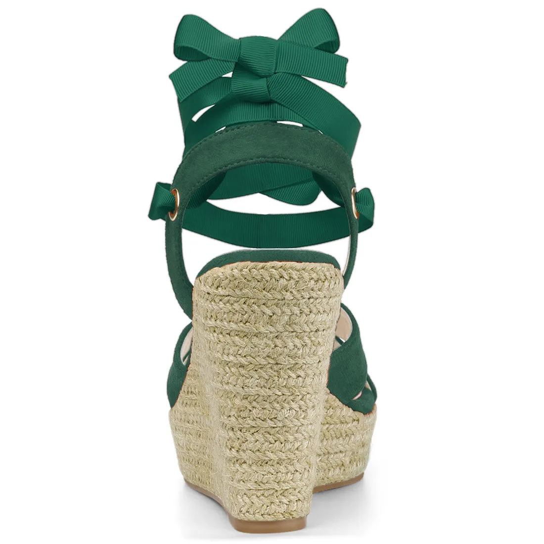 Espadrille Platform Lace Up Wedges Sandals