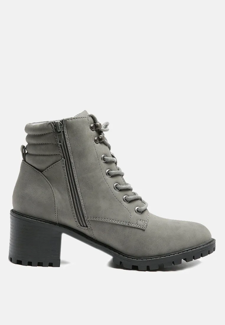 Eternity Cushion Collared Lace-Up Boots In Grey