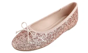 Feversole Women's Macaroon Glitter Rose Gold Memory Foam Cushion Insock Patent Ballet Flat