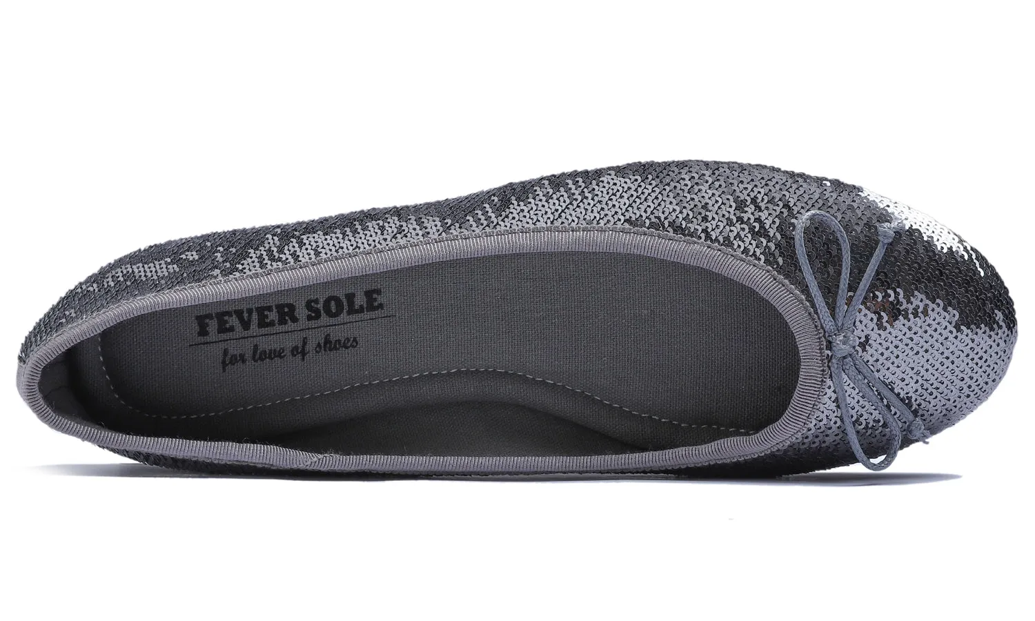 Feversole Women's Sparkle Memory Foam Cushioned Colorful Shiny Ballet Flats Pewter Sequin