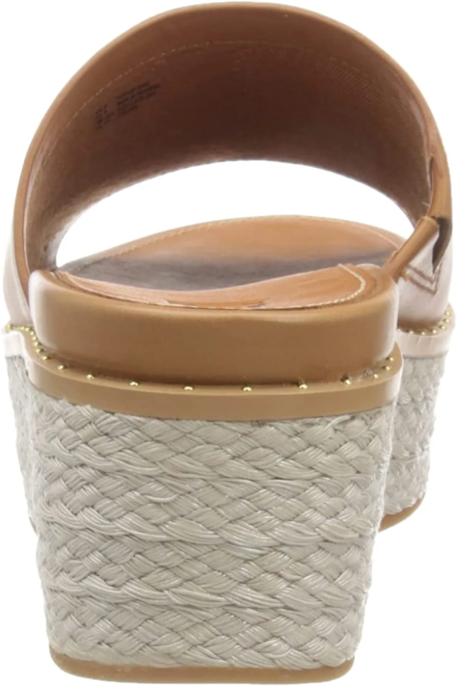 FitFlop Eloise Light Tan Slip On Open Round Toe Espadrille Wedge Leather Sandals