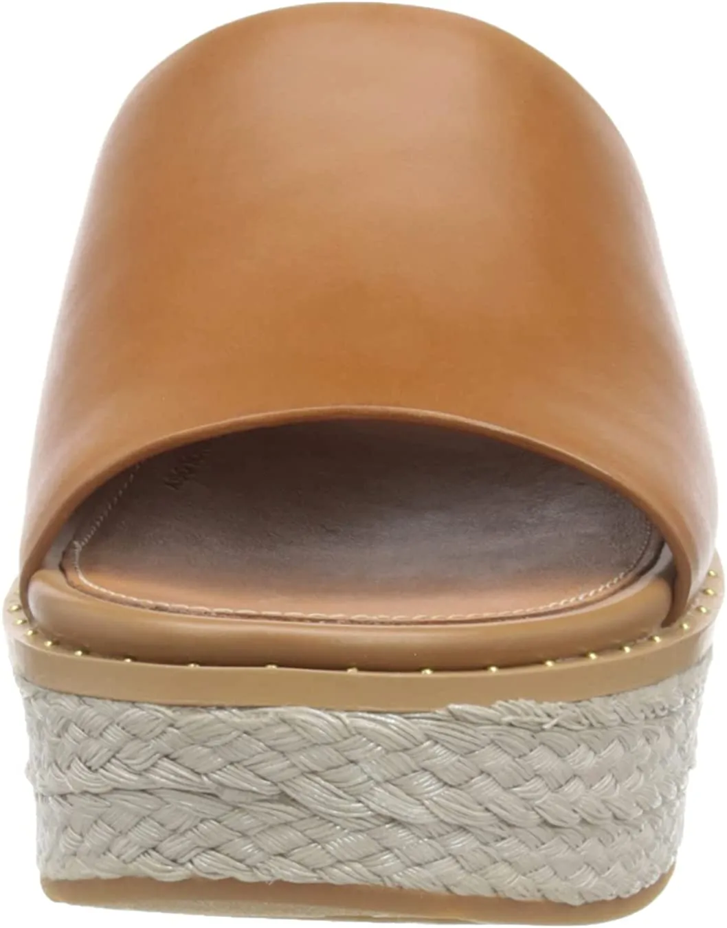 FitFlop Eloise Light Tan Slip On Open Round Toe Espadrille Wedge Leather Sandals