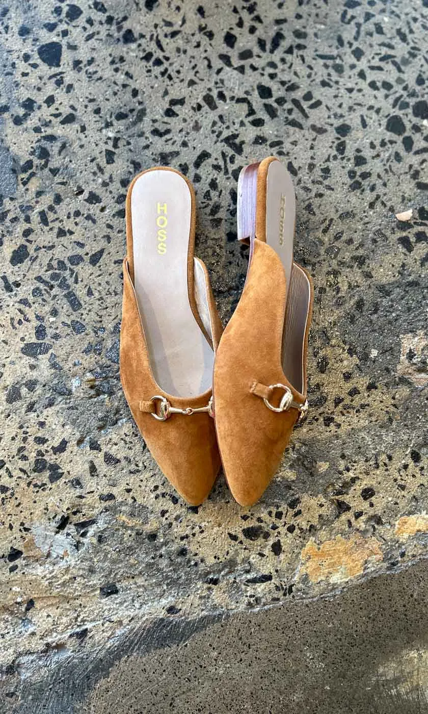 HOSS Tan Suede Buckle Mule