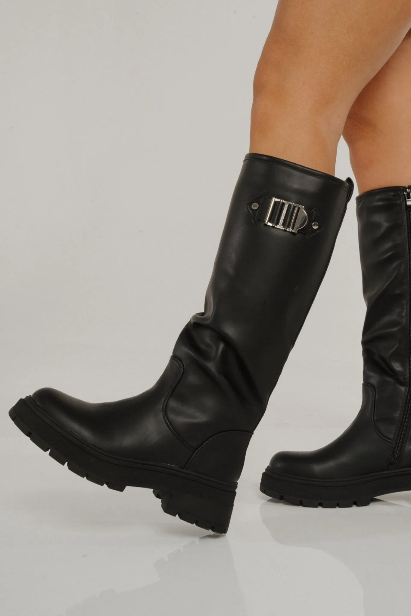 Izzy Longline Biker Boot In Black