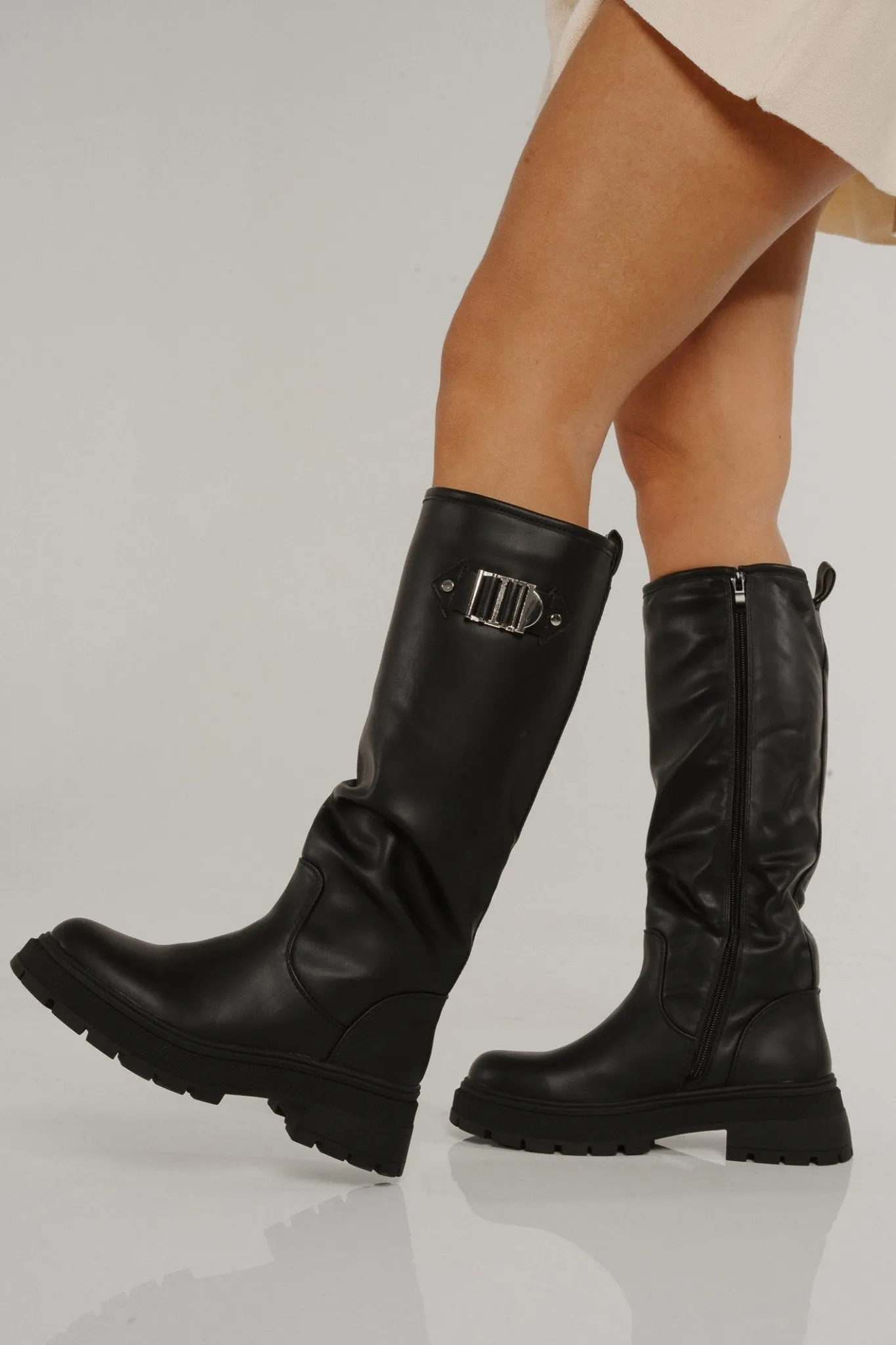 Izzy Longline Biker Boot In Black