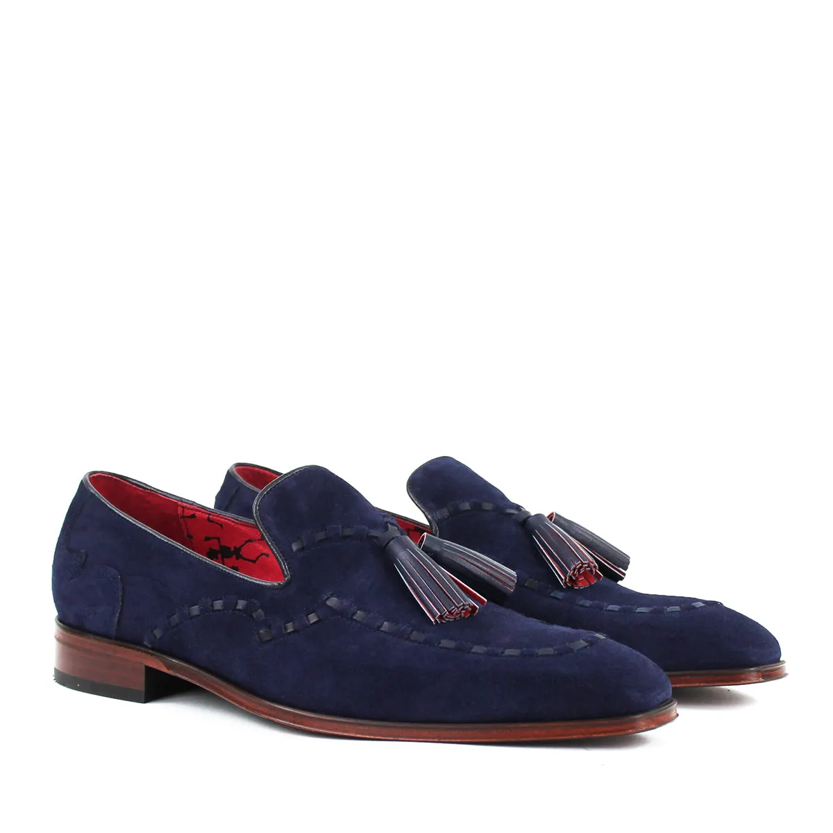 Jeffery West - Soprano Velour Tassel Loafers in Navy