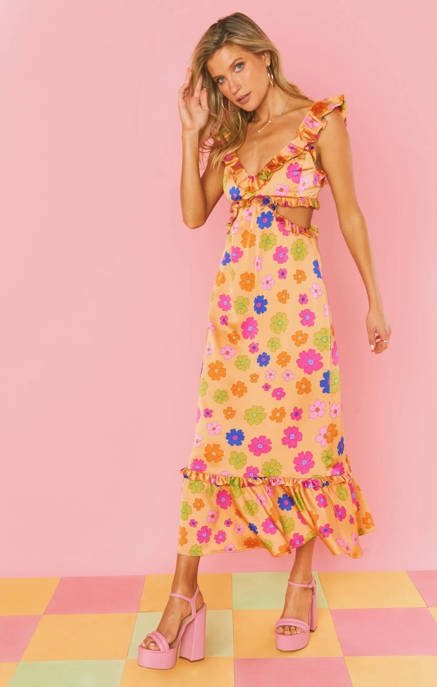 Lane Midi Dress ~ Poppin Poppy