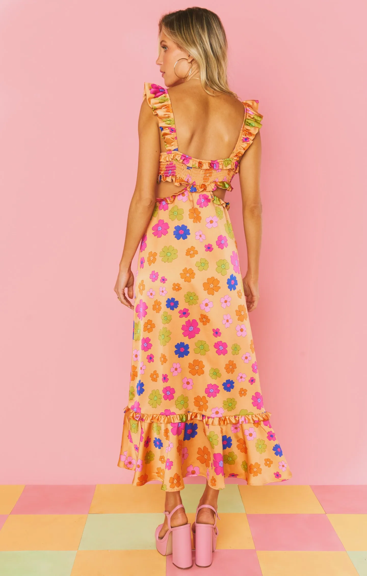 Lane Midi Dress ~ Poppin Poppy