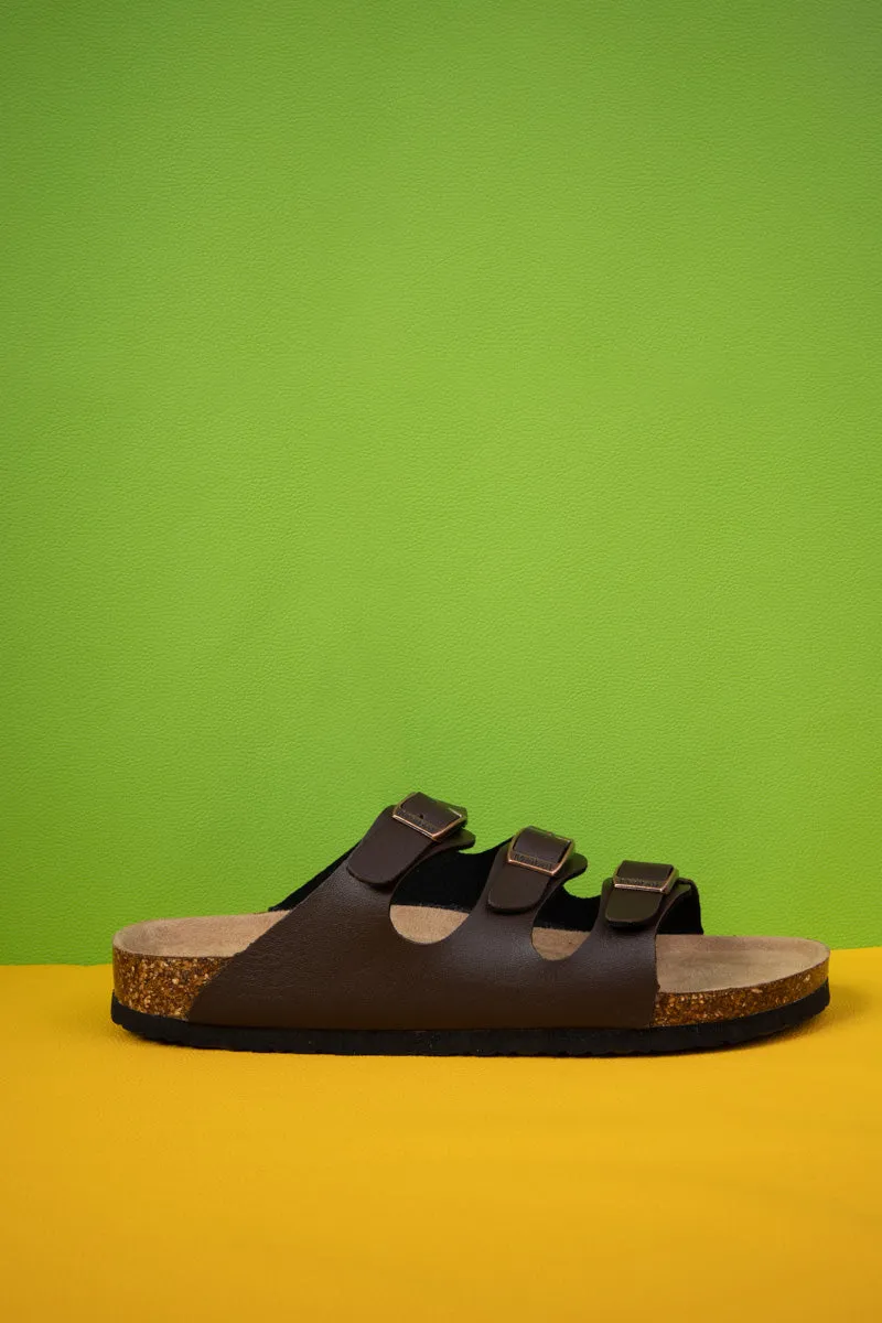 Maibulun | Deidra Tri-Strap Footbed Sandal - Brown