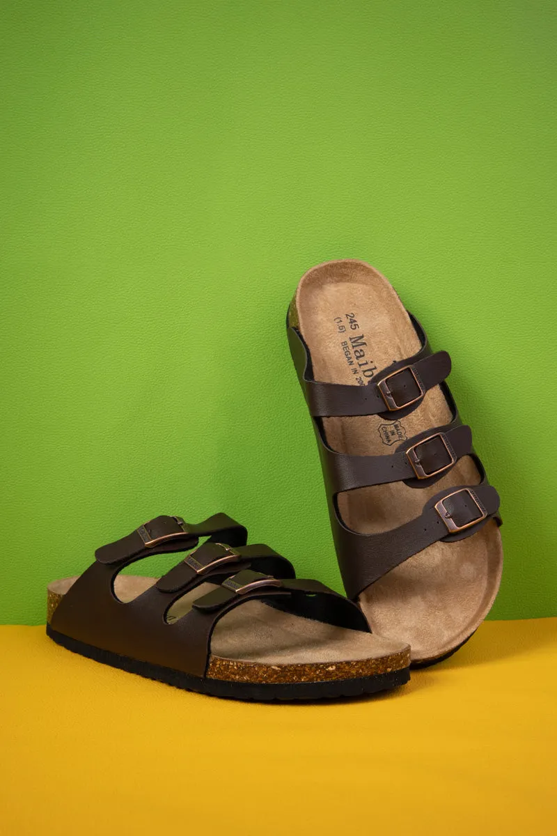 Maibulun | Deidra Tri-Strap Footbed Sandal - Brown