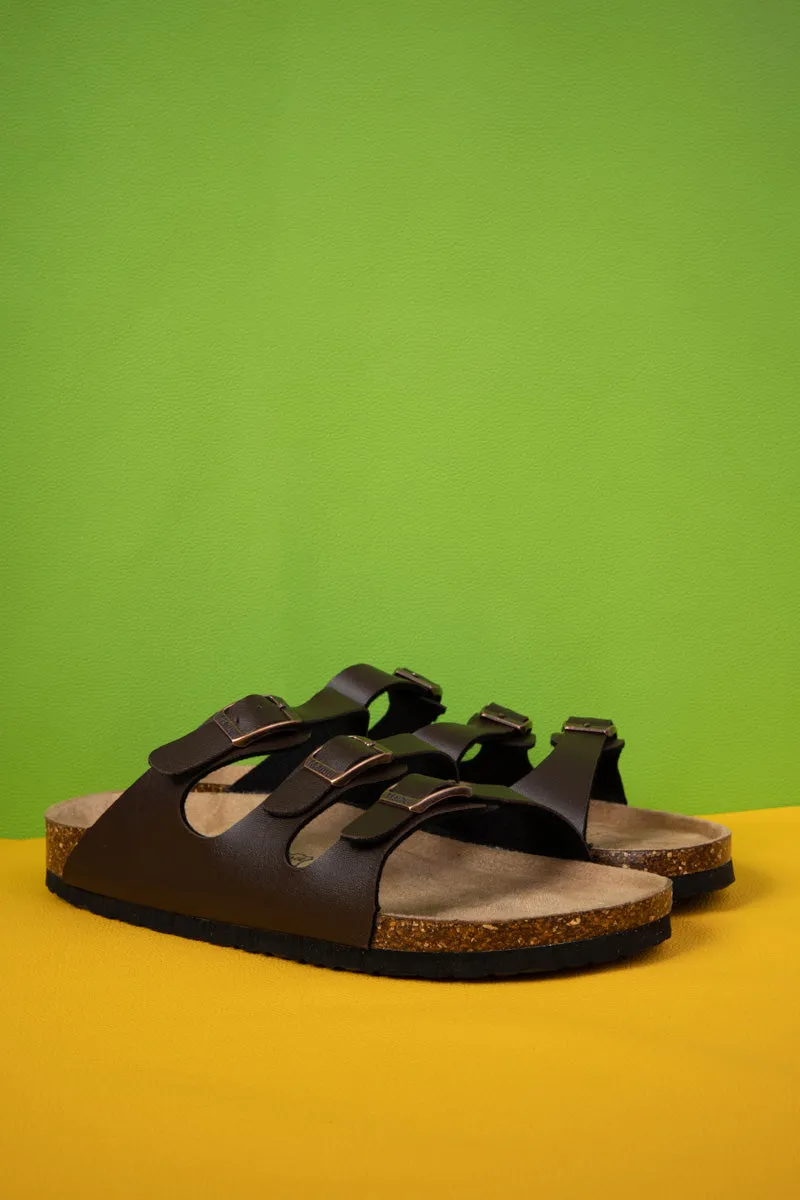 Maibulun | Deidra Tri-Strap Footbed Sandal - Brown