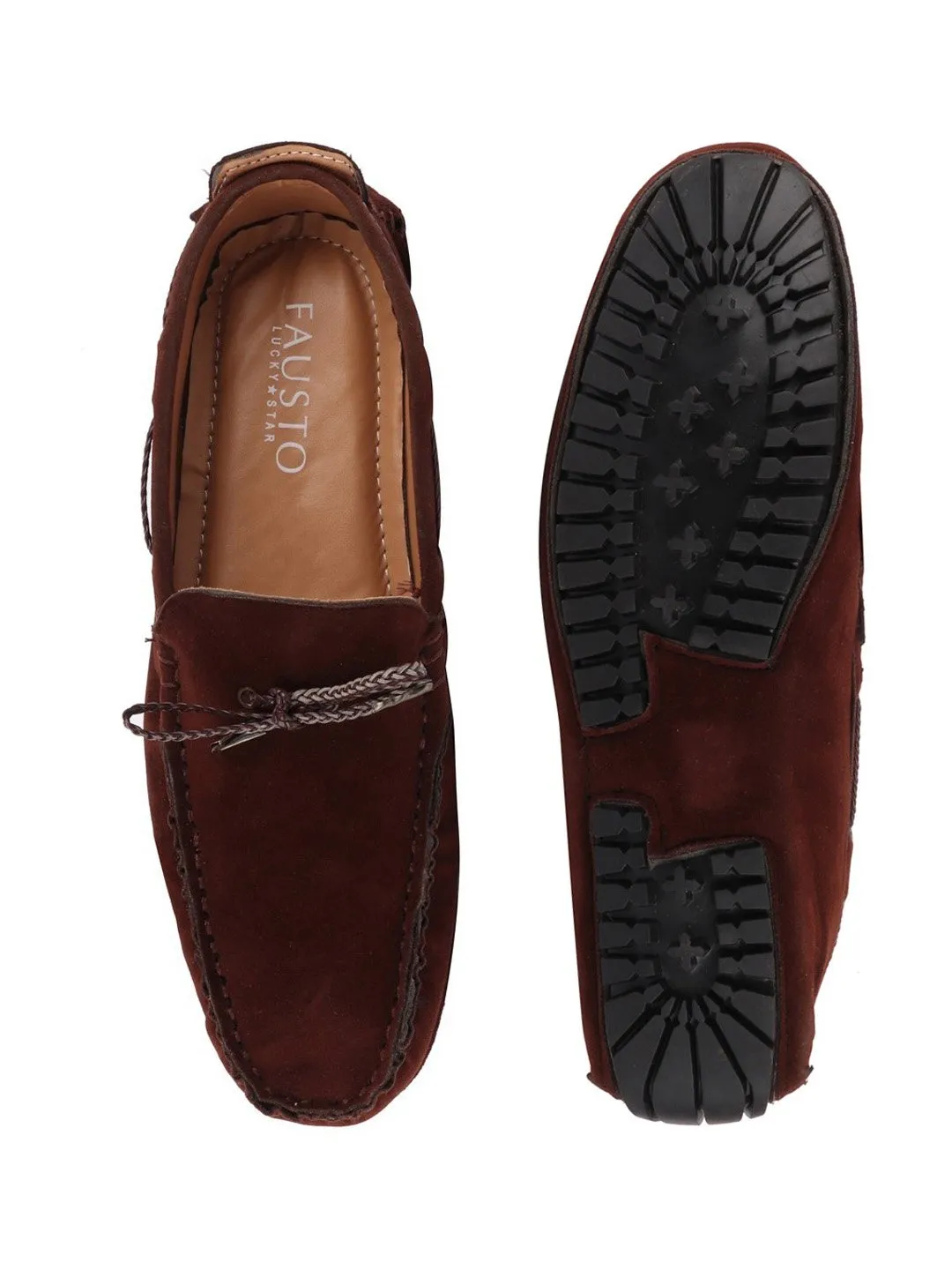 Men Brown Casual Suede Slip-On Loafers