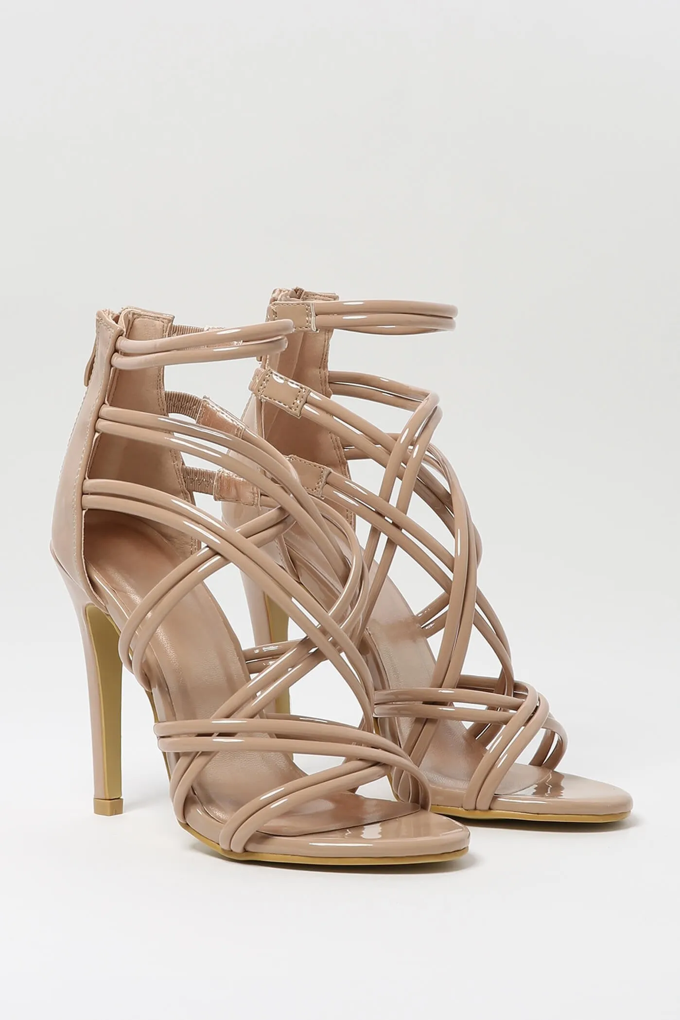 Mocha Cross Over Strappy Front Heels