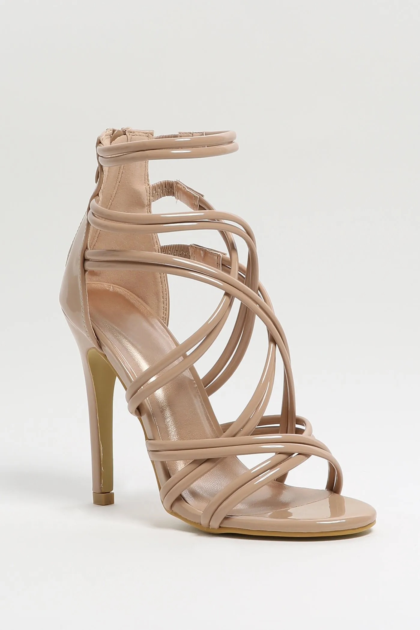 Mocha Cross Over Strappy Front Heels