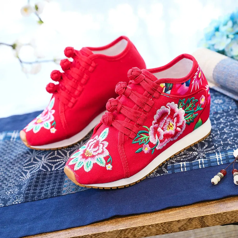 New Women's Flower Embroidered Flats - Carefree Canvas Comfies