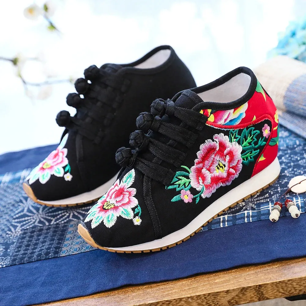 New Women's Flower Embroidered Flats - Carefree Canvas Comfies