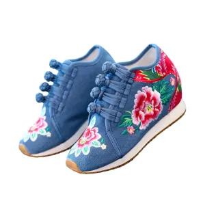 New Women's Flower Embroidered Flats - Carefree Canvas Comfies