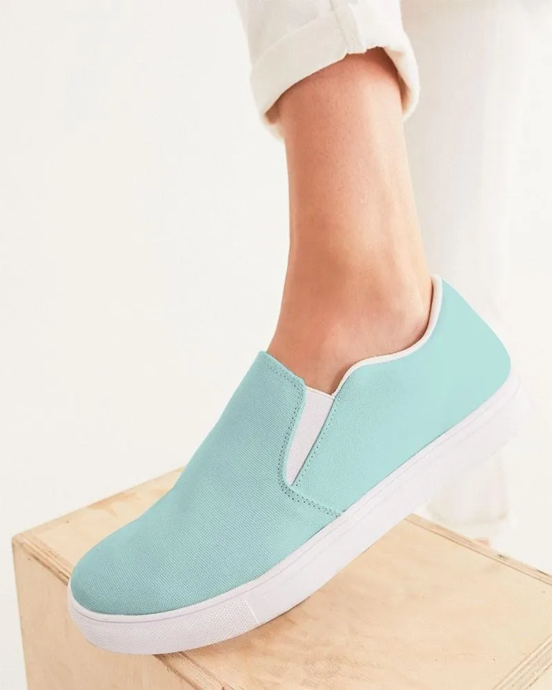 Pale Pastel Blue Cool Green Slip-On Canvas Sneakers | Women's | Bright Pale Pastel Blue Cool Green | C30M0Y15K0