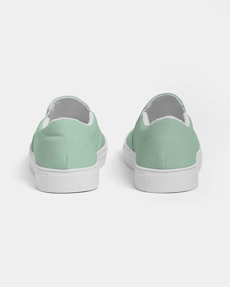 Pale Pastel Green Slip-On Canvas Sneakers | Women's | Bright Pale Pastel Green | C30M0Y30K0