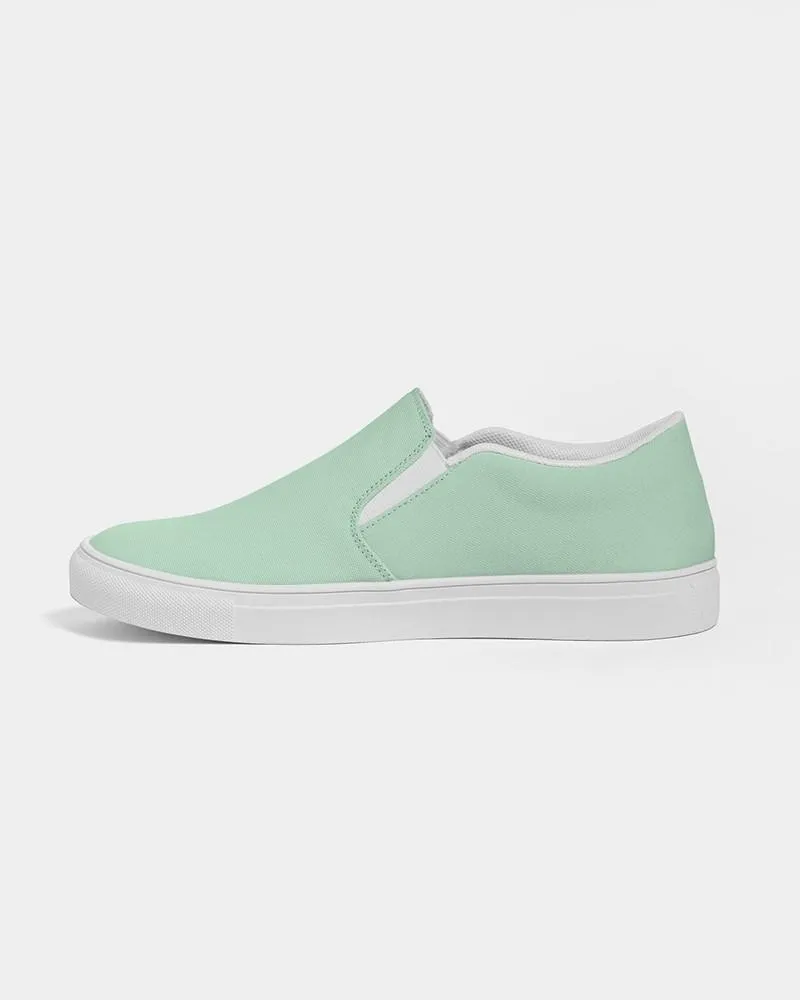 Pale Pastel Green Slip-On Canvas Sneakers | Women's | Bright Pale Pastel Green | C30M0Y30K0