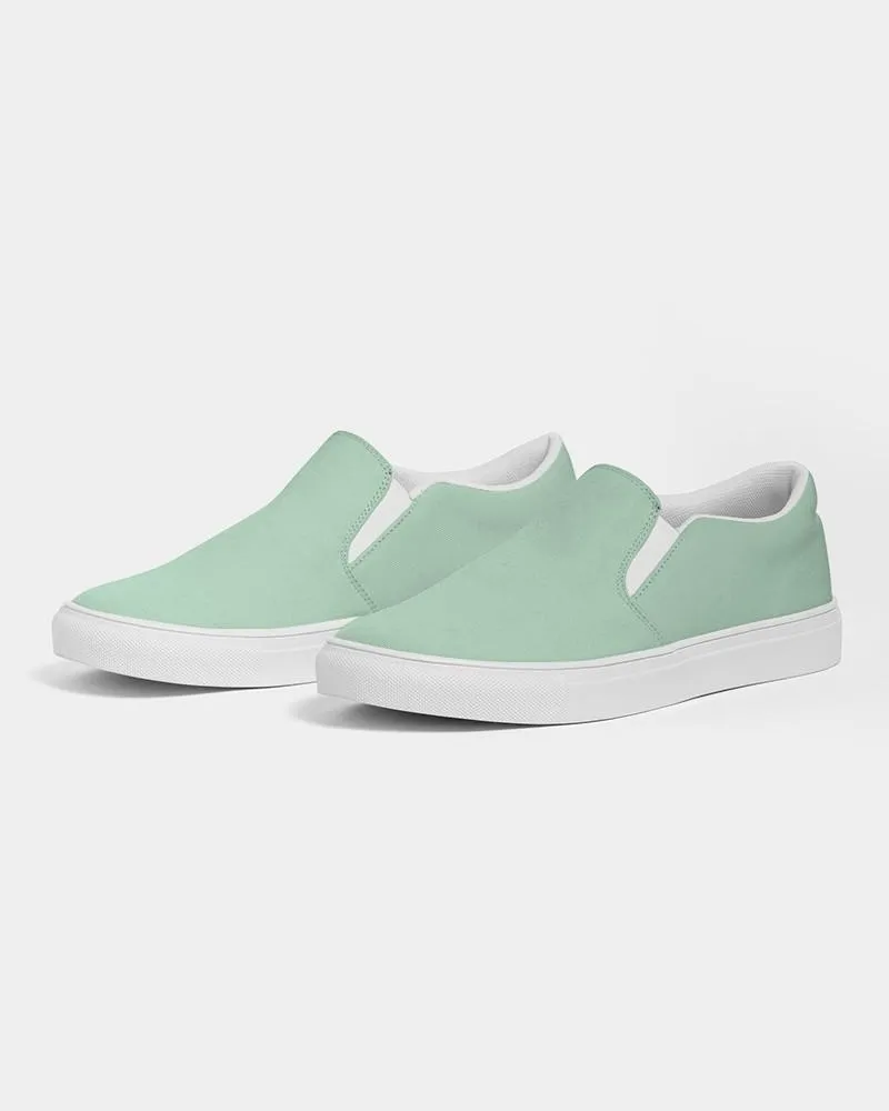 Pale Pastel Green Slip-On Canvas Sneakers | Women's | Bright Pale Pastel Green | C30M0Y30K0