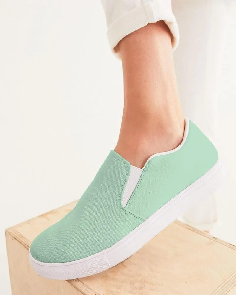 Pale Pastel Green Slip-On Canvas Sneakers | Women's | Bright Pale Pastel Green | C30M0Y30K0