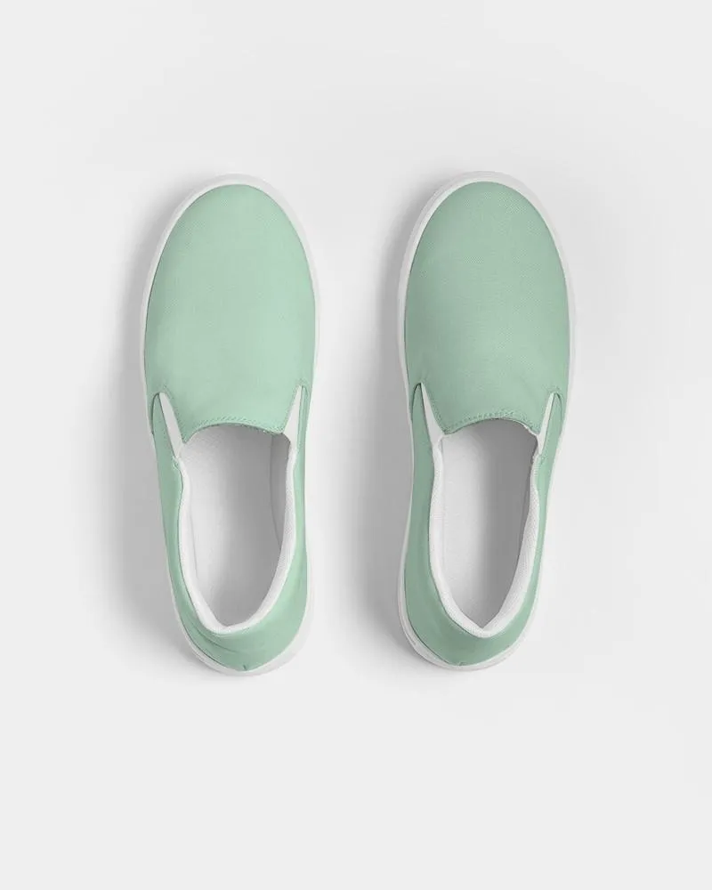 Pale Pastel Green Slip-On Canvas Sneakers | Women's | Bright Pale Pastel Green | C30M0Y30K0