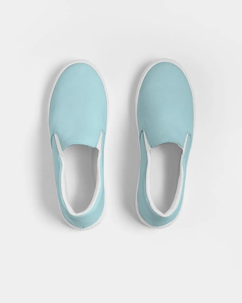 Pale Pastel Warm Cyan Slip-On Canvas Sneakers | Women's | Bright Pale Pastel Warm Cyan | C30M0Y8K0