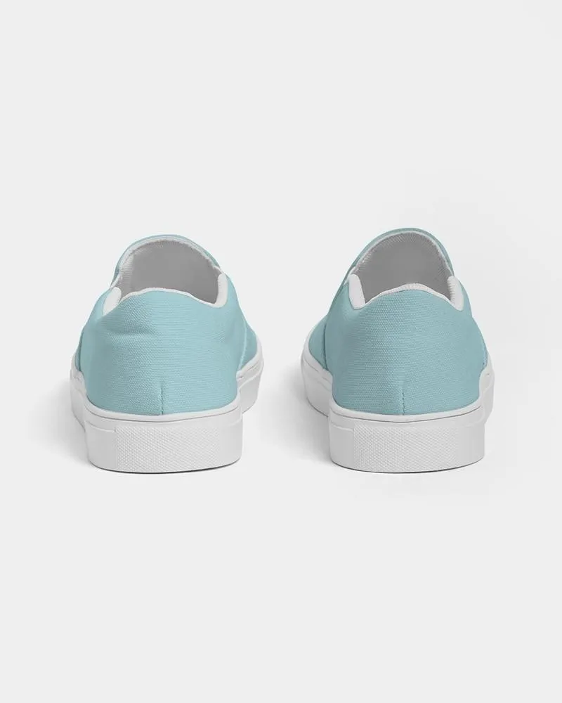 Pale Pastel Warm Cyan Slip-On Canvas Sneakers | Women's | Bright Pale Pastel Warm Cyan | C30M0Y8K0