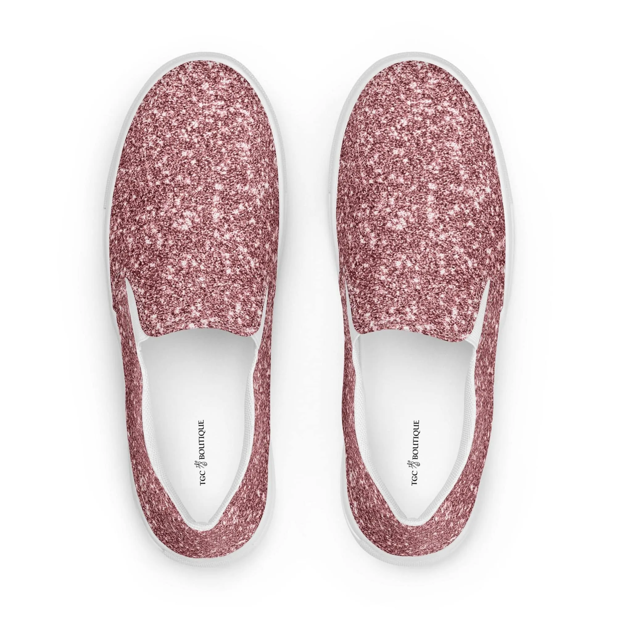 Pink Glitter Print Slip On Canvas Shoes