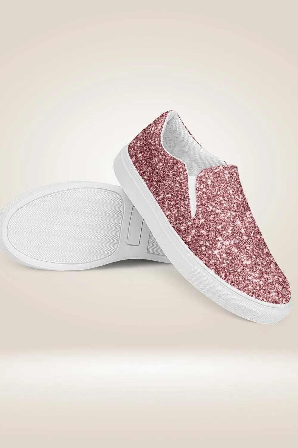 Pink Glitter Print Slip On Canvas Shoes